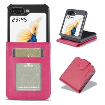 LC.IMEEKE For Samsung Galaxy Z Flip5 5G PU-lær telefonveske Kortholder Calf Texture Stand Cover