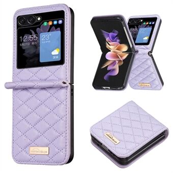 BINFEN FARGE For Samsung Galaxy Z Flip5 5G PU-skinn+PC-veske med påtrykt Rhombus telefondeksel