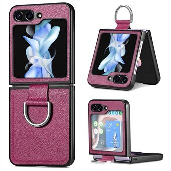 For Samsung Galaxy Z Flip5 5G Kickstand telefonveske Litchi Texture Leather+hard PC-beskyttelsesdeksel