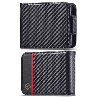 LC.IMEEKE For Samsung Galaxy Z Flip5 5G Kortholder Telefonveske Carbon Fiber Texture Lær telefondeksel