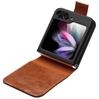 QIALINO For Samsung Galaxy Z Flip5 5G ekte kuskinn+PC-telefonveske Kortholder Slim Fit-deksel