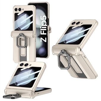 GKK for Samsung Galaxy Z Flip5 5G-etui med magnetisk hengsel, PC-telefondeksel med liten skjermbeskyttelsesfilm.