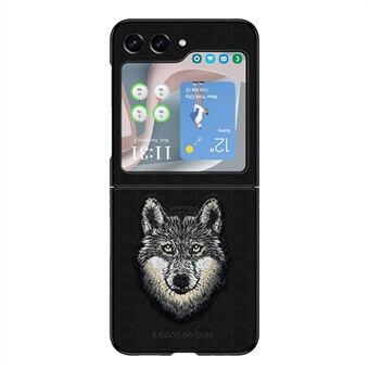 RAIGOR INVERSE Wolf-serien for Samsung Galaxy Z Flip5 5G-etui. Brodert telefonbakdeksel - svart.