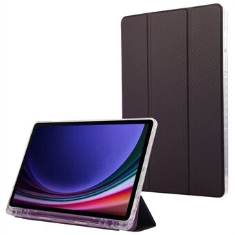 For Samsung Galaxy Tab S9 / S9 FE Etui Tri-fold Stativ Smart Auto / Vekke Lærdeksel Karbonfiber Tekstur