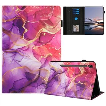 For Samsung Galaxy Tab S9 / S9 FE Etui Mønstret Skinn Nettbrettdeksel med Automatisk Dvale / Våkne, Kortholder