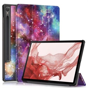 For Samsung Galaxy Tab S9 11-tommers SM-X710, SM-X716B, SM-X718U Mønstertrykk Lærnettbrettes Veske Trifold Stativ Smartdeksel