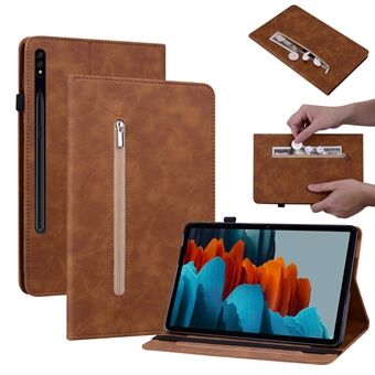 For Samsung Galaxy Tab S9 PU Lær Flip Stand Skall Glidelåslomme Kortspor Lommebok Bretteboketui