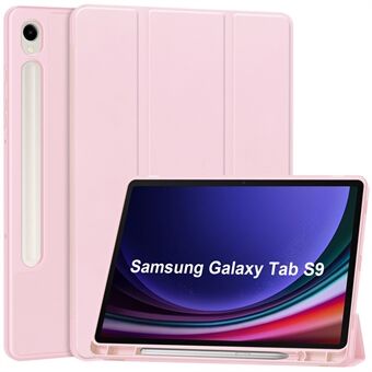 Trekk for Samsung Galaxy Tab S9 med stativ, laget av PU-skinn. Har automatisk vekking/sovemodus og pennholder.