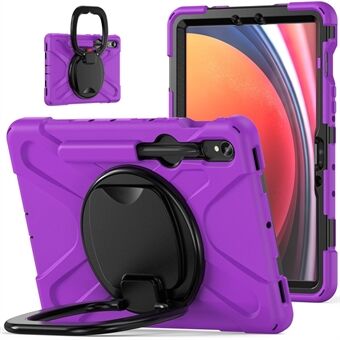 For Samsung Galaxy Tab S9 / S8 / S7 Hard PC+Soft Silicone Case Rotating Kickstand Shockproof Tablet Cover can be translated to: 

For Samsung Galaxy Tab S9 / S8 / S7 Hard PC + myk silikonetui med roterende stativ, støtsikker nettbrettsdeksel.