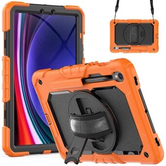 For Samsung Galaxy Tab S9 (X710 / X716B / X718U) PC+Silicone Kickstand Case Anti-Drop Tablet Cover with PET Screen Film:

For Samsung Galaxy Tab S9 (X710 / X716B / X718U) PC+Silikon Støttebelegg for nettbrett med sprutsikker skjermfilm.