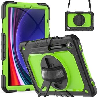 For Samsung Galaxy Tab S9 (X710 / X716B / X718U) PC+Silicone Kickstand-etui med anti-dropp beskyttelse for nettbrett, inkludert PET-skjermbeskyttelse.