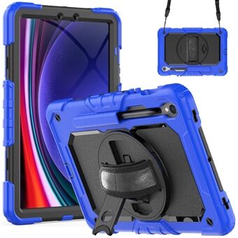 For Samsung Galaxy Tab S9 (X710 / X716B / X718U) PC+Silicone Kickstand-etui Mot Fall Tablet-deksel med PET-skjermbeskyttelse