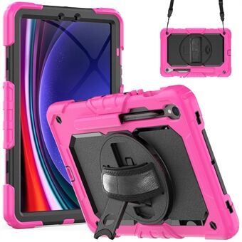 For Samsung Galaxy Tab S9 (X710 / X716B / X718U) PC+Silicone Kickstand Case Anti-Drop Tablet Cover med PET-skjermbeskyttelsesfilm.