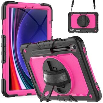 For Samsung Galaxy Tab S9 (X710 / X716B / X718U) PC+Silikonstativ-etui Motstandsdyktig mot fall med nettbrettdeksel med PET-skjermbeskyttelse