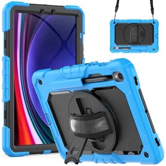 For Samsung Galaxy Tab S9 (X710 / X716B / X718U) PC+Silikonstativ-etui Anti-Fall Tabletomslag med PET-skjermbeskyttende film