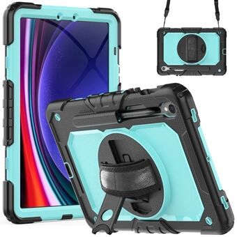 For Samsung Galaxy Tab S9 (X710 / X716B / X718U) PC + Silikon Kickstand Deksel Anti-Drop Tablet-deksel med PET-skjermfilm