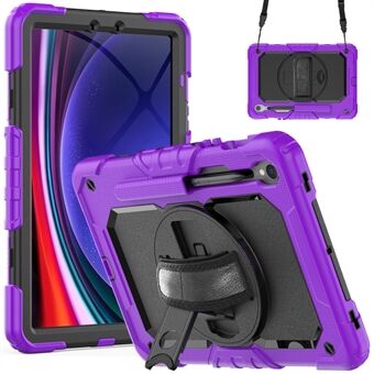 For Samsung Galaxy Tab S9 (X710 / X716B / X718U) PC + Silikon Kickstand-etui Anti-Drop Tablet-cover med PET Skjermbeskyttelsesfilm.