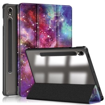 For Samsung Galaxy Tab S9 (SM-X710 / SM-X716B / SM-X718U) Trefold Stående Nettbrett-deksel Mønstertrykk PU+TPU+Acrylic Beskyttende Cover med Pennspor