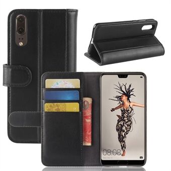 Genuine Split Leather Wallet Stand Case for Huawei P20