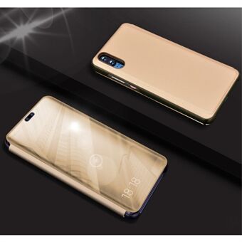 Elektroplettering Speil Overflate View Window Leather Stand Case Cover for Huawei P20 Pro