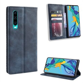 Auto-absorbert Vintage Leather Wallet Mobiltelefondeksel til Huawei P30