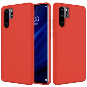 Flytende silikon-telefondeksel for Huawei P30 Pro, mikrofiberfôrbeskyttelse med tekstur forhindrer riper.