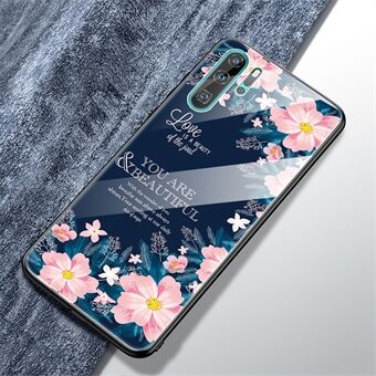 Mønsterutskrift 9H Glass bak + Myk TPU Edge Hybrid telefonveske til Huawei P30 Pro