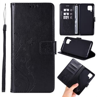 Avtrykk Butterfly Flower Leather Wallet Mobildeksel til Huawei P40 lite / nova 6 SE / Nova 7i