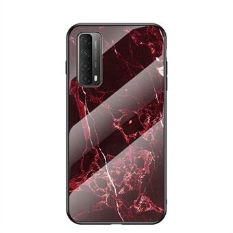 TPU + PC + Herdet glass marmorering mobiltelefon hybrid deksel til Huawei P Smart 2021 / Y7a