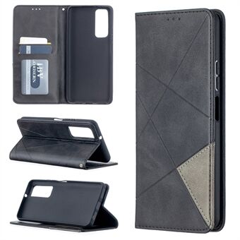 For Huawei P Smart 2021 / Y7a geometrisk mønster Leather Stand sak kortholder Shell