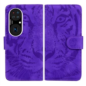 Tiger Pattern Imprinting Leather Cover for Huawei P50 Pro Wallet Stand Case