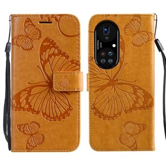 KT Imprinting Flower Series-2 Imprint Butterflies Folio Flip PU lær Stand Telefondekselveske for Huawei P50 Pro