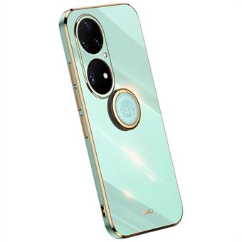 XINLI galvaniseringsramme TPU telefondeksel for Huawei P50 Pro 4G, Ring Stativ Full kamerabeskyttelsesdeksel