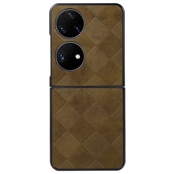 For Huawei P50 Pocket Phone Case PU Lær Grid Tekstur Støtsikker Myk TPU Bumper Hard PC Hybrid Protective Cover