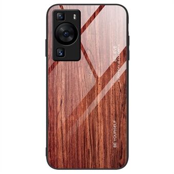 For Huawei P60 tremønster telefonveske herdet glass + TPU støtbeskyttelsesdeksel