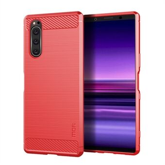 MOFI Carbon Fiber Texture Børstet TPU-telefonskall for Sony Xperia 5