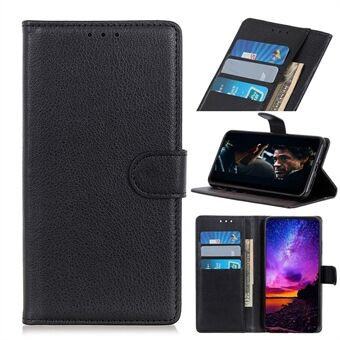 Litchi Skin Texture Wallet Stand Telefonveske til Sony Xperia 1 II - Svart