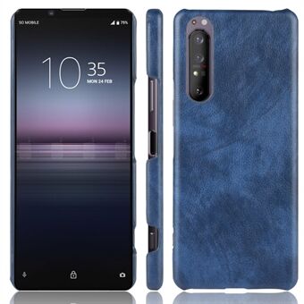 Litchi Skin Leather Coated Hard PC Stilig deksel til Sony Xperia 1 II