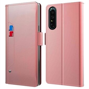 For Sony Xperia 1 II Stand Card Holder Folio Flip Telefonveske Antifall PU-skinn+TPU magnetisk deksel med sminkespeil