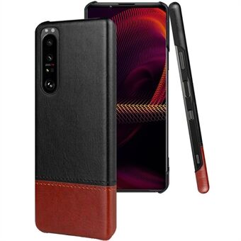 IMAK Ruiyi Series Bi-Color PU-skinn + PC-telefondeksel med skjermbeskytter for Sony Xperia 1 III 5G - Svart / Brun