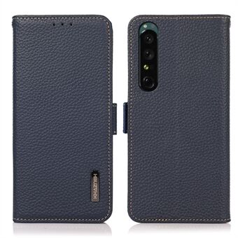 KHAZNEH for Sony Xperia 1 IV RFID-blokkerende telefondeksel Litchi Tekstur Lommebok i ekte skinn Magnetisk lukking Sammenleggbart Stand Beskyttelsesveske