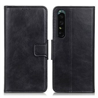 For Sony Xperia 1 IV Stand Lommebok Telefon Flip Case PU Leather Crazy Horse Texture Godt beskyttet magnetisk deksel