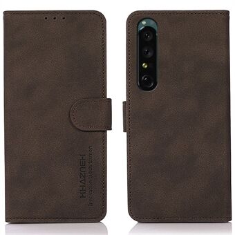 KHAZNEH For Sony Xperia 1 IV teksturert PU-skinn Støtsikkert Stand Flip-telefondeksel