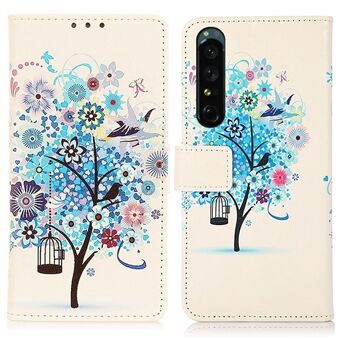 For Sony Xperia 1 IV- Stand lommebok PU-skinnveske Mønsterutskrift Telefondeksel