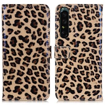 For Sony Xperia 1 IV Leopard Pattern Telefonveske Stand Lommebok Støtsikkert deksel i PU-skinn