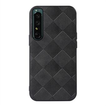 Tynt telefondeksel for Sony Xperia 1 IV Grid Texture PU-skinnbelagt hybridtelefondeksel Støtsikkert telefonbaksideskall