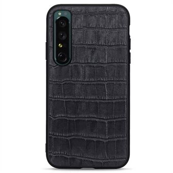 For Sony Xperia 1 IV Stilig Crocodile Texture Protective Case Ekte skinnbelagt hybridtelefondeksel