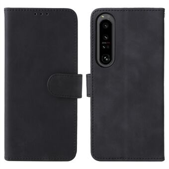 Skin Touch Feeling lommebokveske for Sony Xperia 1 IV, PU-skinn Støtsikker TPU Anti-Fall Folding Stand Cover med håndleddsstropp