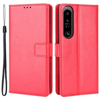 For Sony Xperia 1 IV mobiltelefonveske Crazy Horse Texture PU Leather Flip Magnetisk sammenleggbar Stand Telefondeksel med stropp