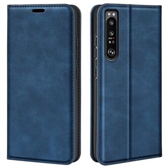 Skin Touch Feeling Folio Flip-telefondeksel til Sony Xperia 1 IV, Stand PU-skinn, autoabsorbert magnetisk deksel